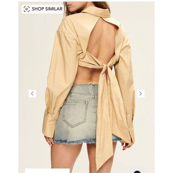 Revolve SER.O.YA Top Womens Size XS Croissant Mel Button Down Tie Open Back - Picture 2 of 13